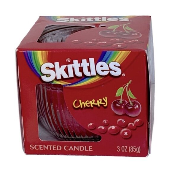 Skittles Candle Cherry Scented in Glass Container 3 OZ each  2 Piece Lot - Picture 2 of 14